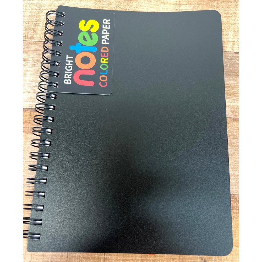 Bright Notes Professional Black Spiral Notebook With Colorful Lined Pages